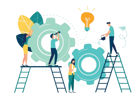 eamwork and gear icons representing WHMCS OTT module development and innovation